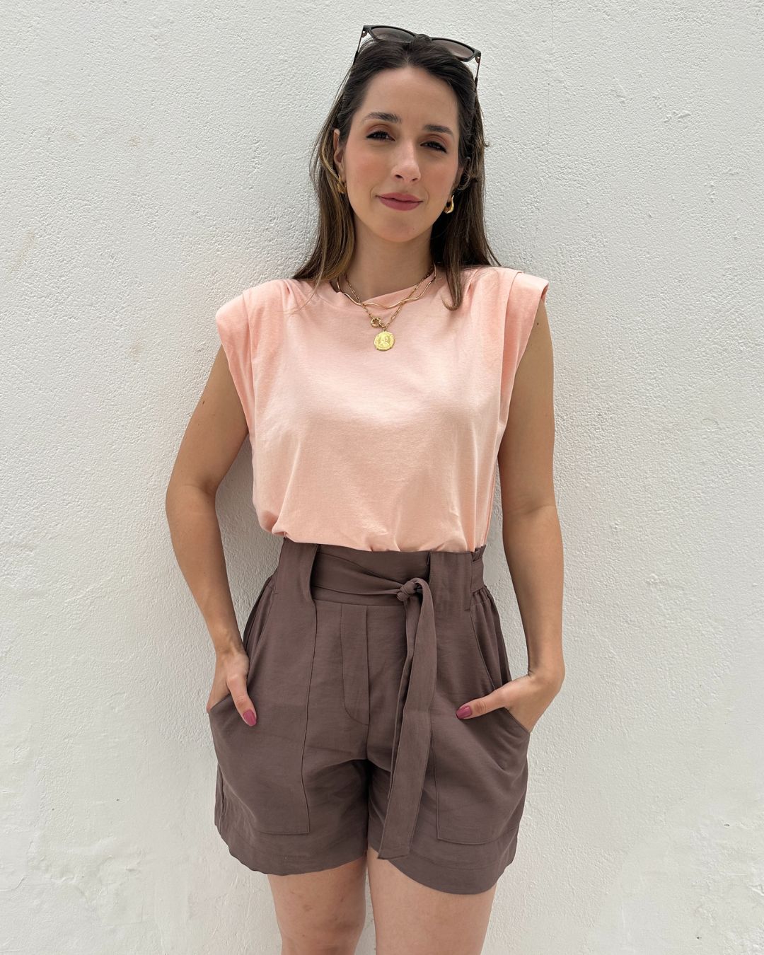 Muscle tee com ombreira laranja claro Banana