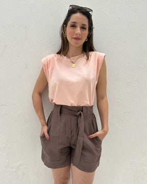 Muscle tee com ombreira laranja claro Banana