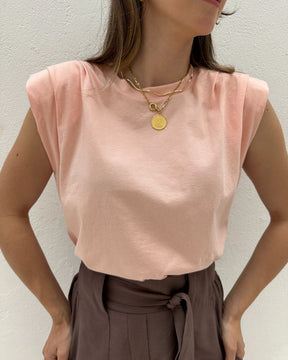 Muscle tee com ombreira laranja claro Banana