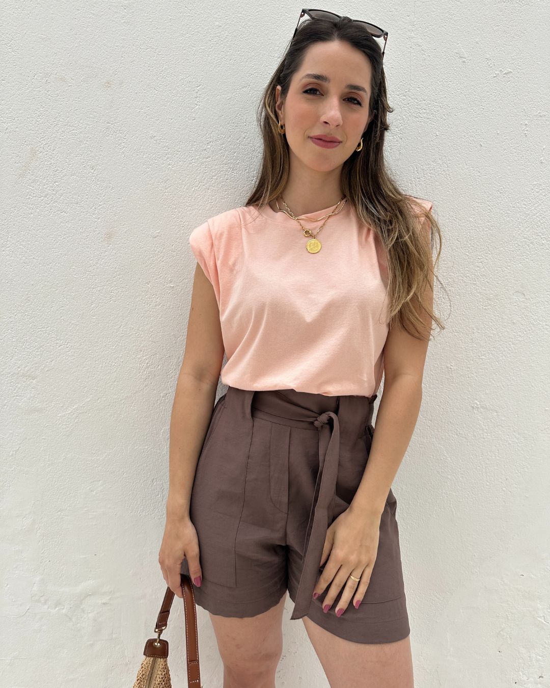 Muscle tee com ombreira laranja claro Banana