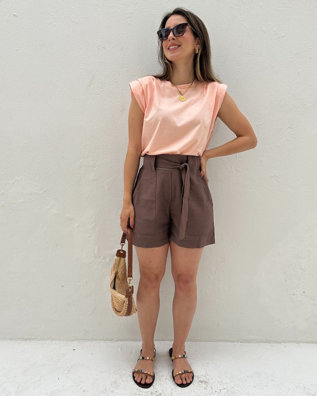 Muscle tee com ombreira laranja claro Banana