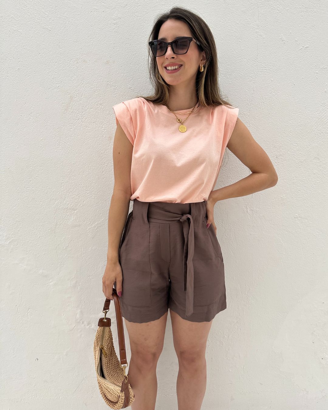 Muscle tee com ombreira laranja claro Banana