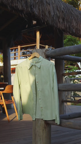 Top amarração de cambraia verde claro Menta