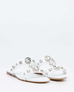 Velours White Flats