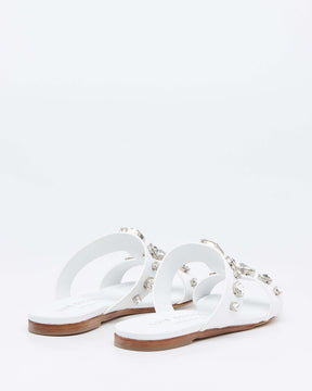 Velours White Flats