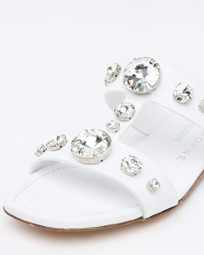 Velours White Flats
