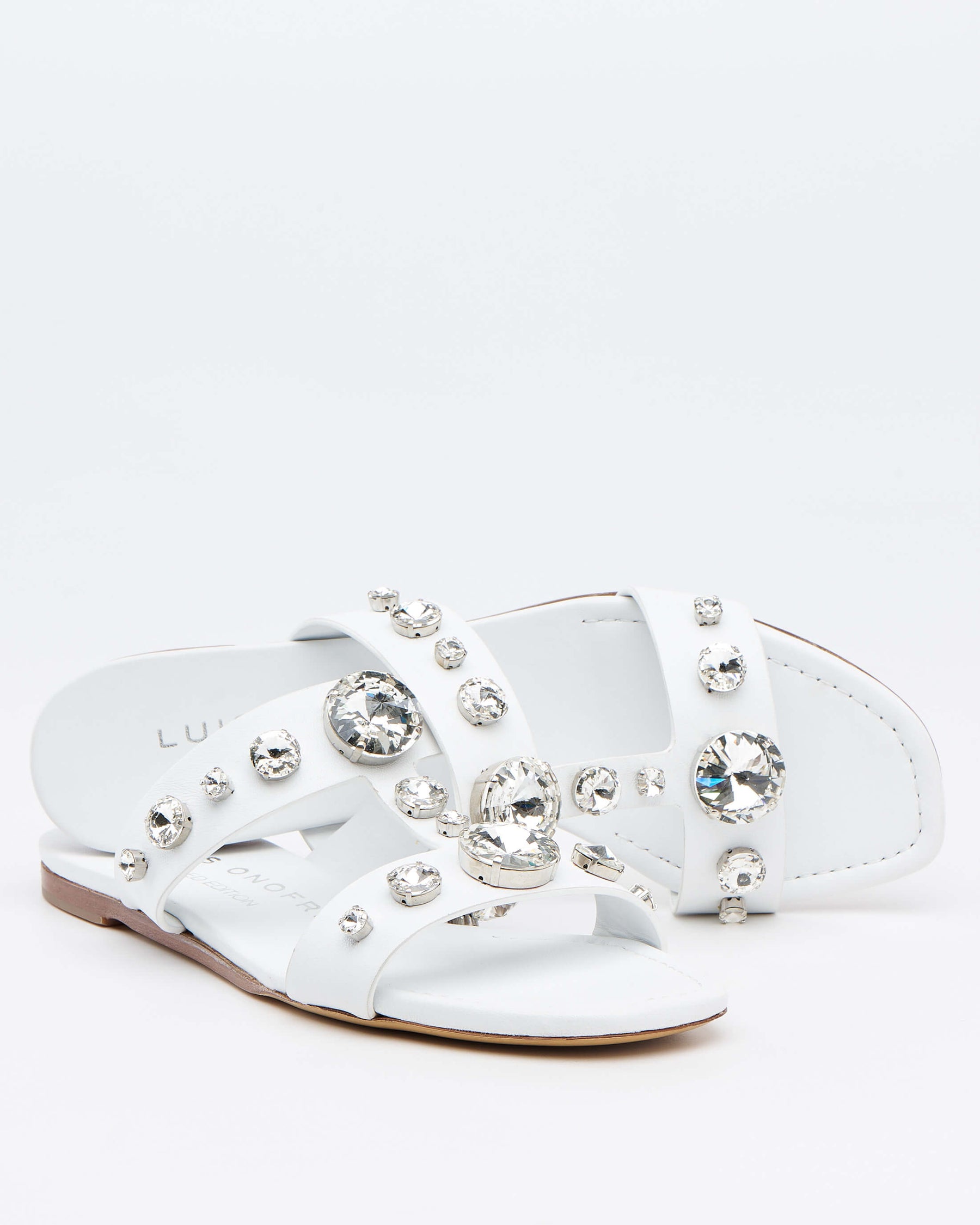 Velours White Flats