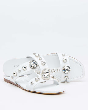 Velours White Flats