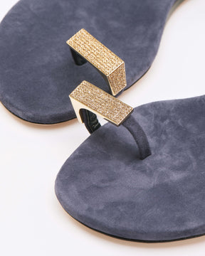 Blue Suede Flat Sandals