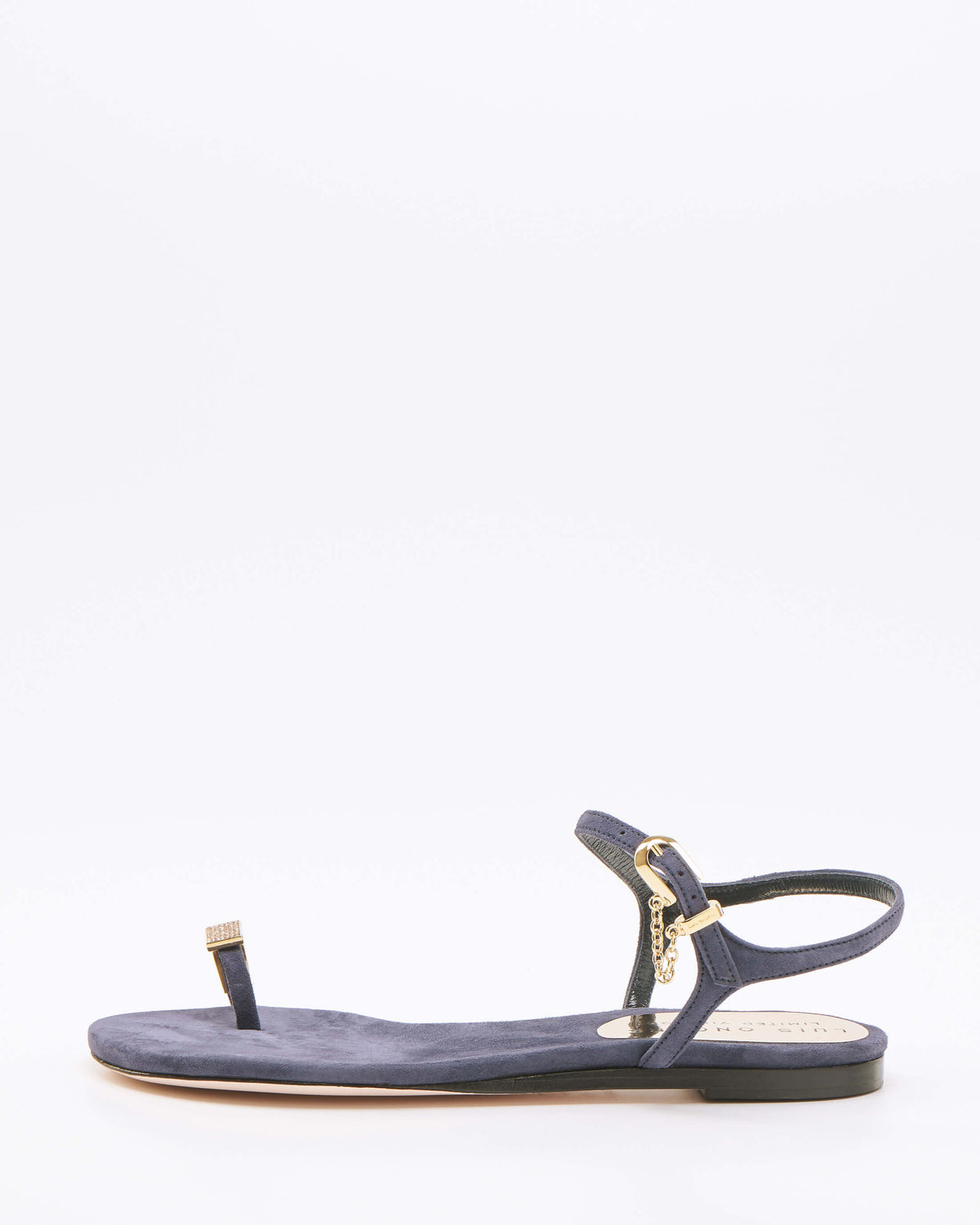 Blue Suede Flat Sandals