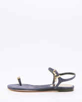 Blue Suede Flat Sandals